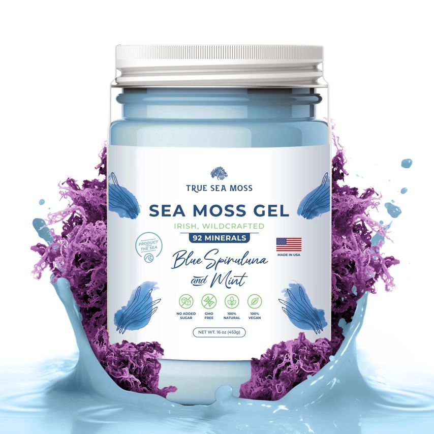 True Sea Moss - Blue Spirulina & Mint Sea Moss Gel 340ml - Guardian Angel Naturals