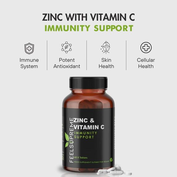 Zinc with Vitamin C - Immunity Support Supplement - 3 months supply - Guardian Angel Naturals