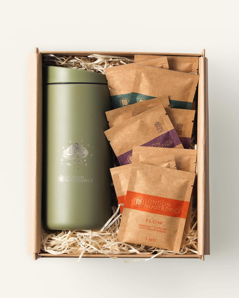 London Nootropics Adaptogenic Coffee Gift Box with Travel Coffee Cup - 2 Colours Available - Guardian Angel Naturals
