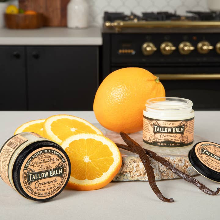Organic Tallow Balm- Creamsicle - Vanilla & Orange Scent - Guardian Angel Naturals