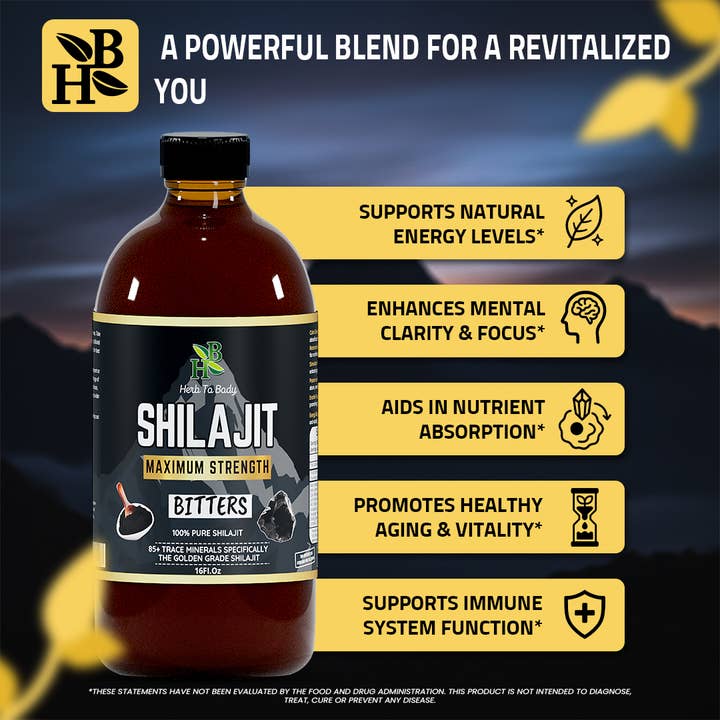 Shilajit Living Bitters  - Energy Boosting Blend 500ml - Guardian Angel Naturals