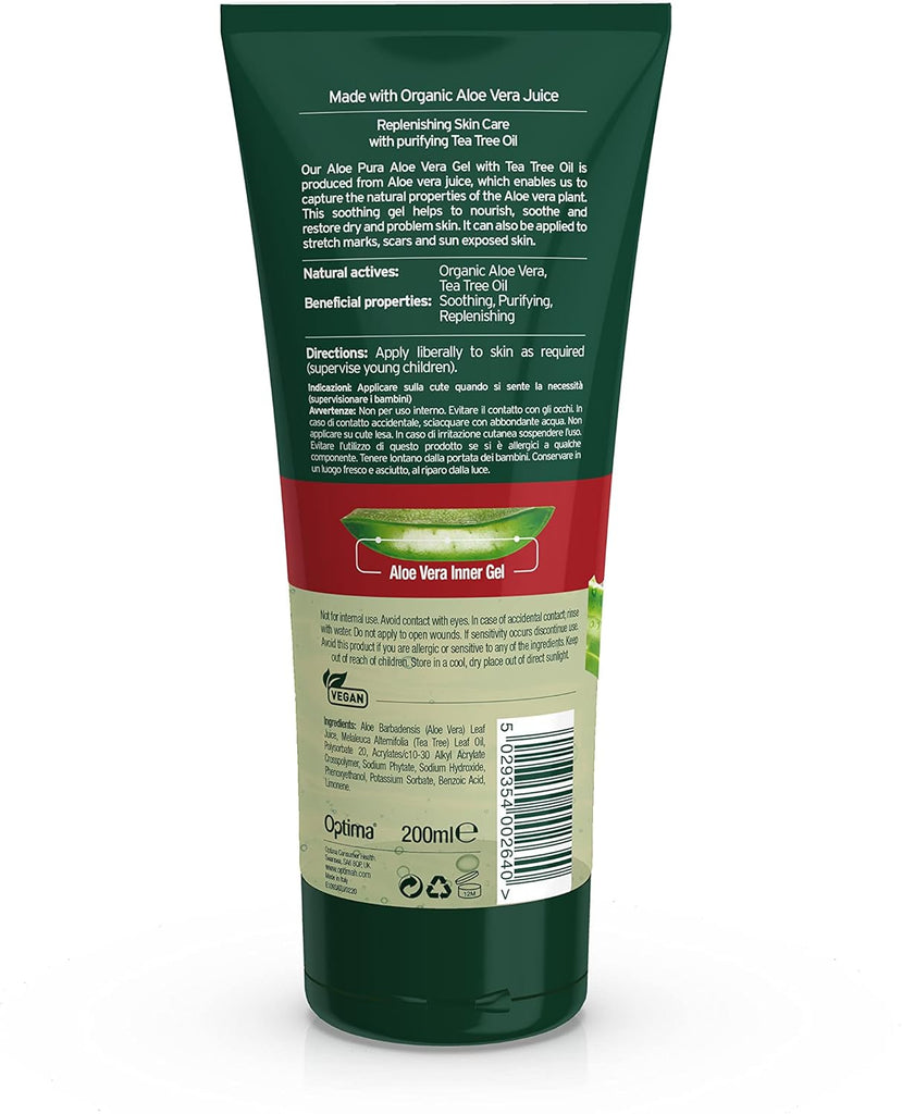 Aloe Pura - Aloe Vera with Antiseptic Tea Tree Gel - 200 ml - Guardian Angel Naturals