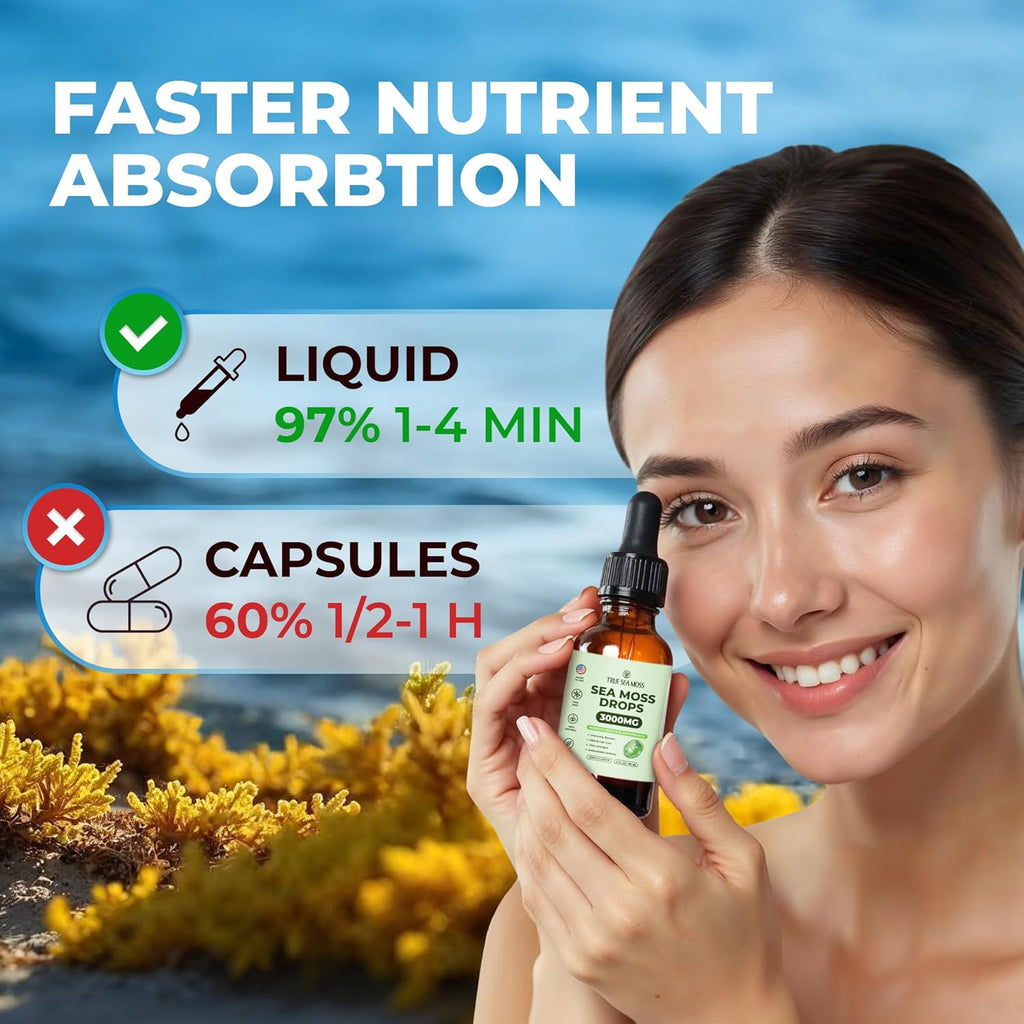 Sea Moss 3000mg Drops Spirulina & Bladderwrack - Strawberry Flavor 60ml - Guardian Angel Naturals