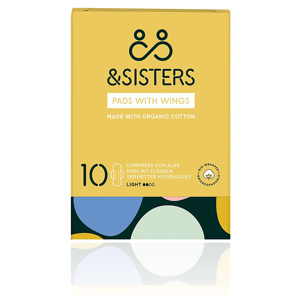 &SISTERS Organic Light Flow Cotton Pads With Wings - 10 Pack - Guardian Angel Naturals