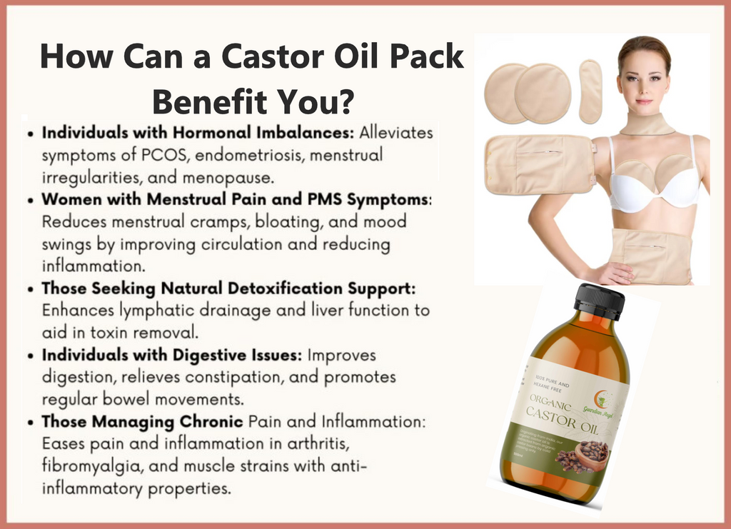 Organic Castor Oil 4 Piece Pack with Body, Neck & Chest-Breast Wraps (Up to 40" Waist) - Guardian Angel Naturals