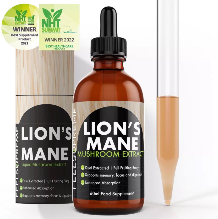 Lions Mane Mushroom Tincture - Dual extracted, Full fruiting body, 60ml dropper - Guardian Angel Naturals