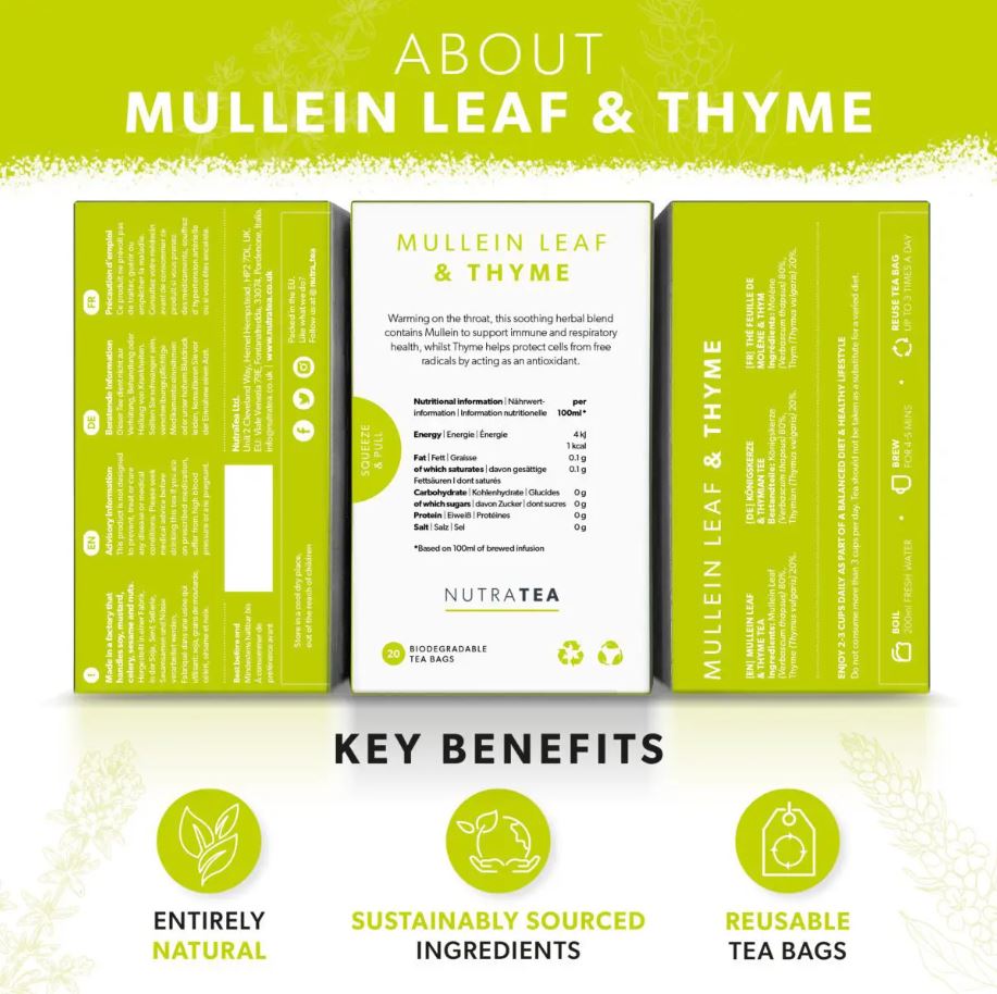 NutraTea Mullein Leaf & Thyme - 20 Bags - Guardian Angel Naturals