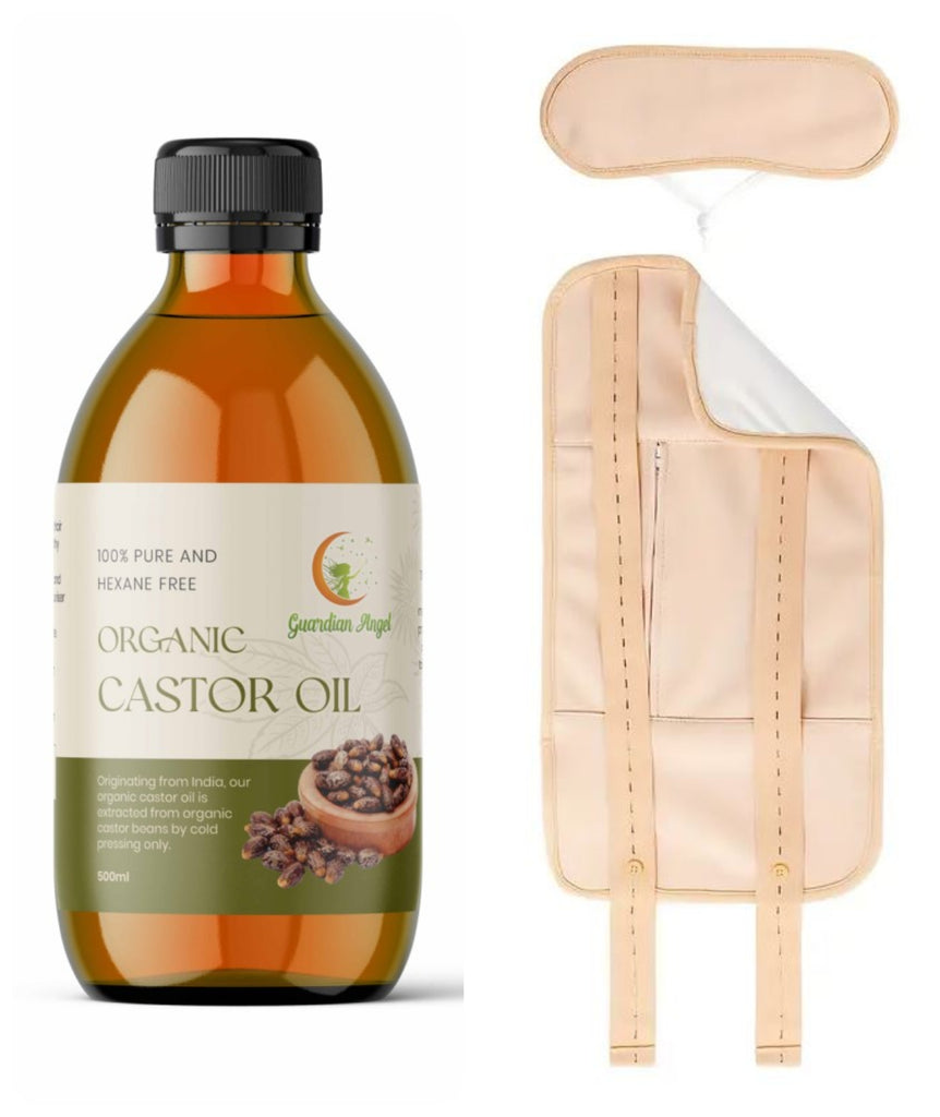 Organic Castor Oil 3 Piece Pack with Body & Neck Wraps - Guardian Angel Naturals