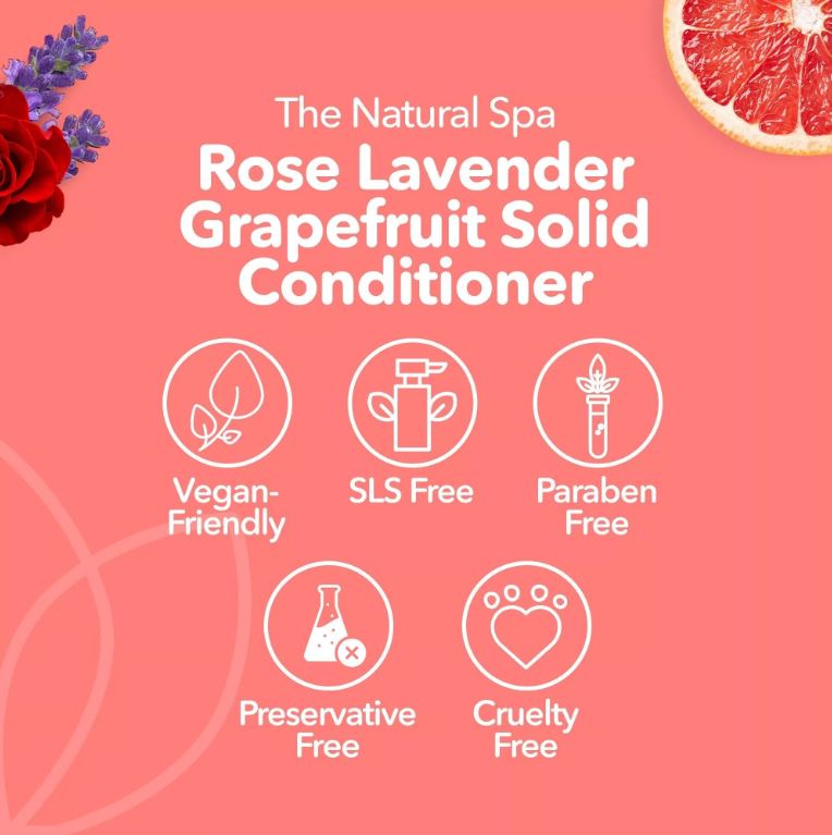 The Natural Spa - Rose, Grapefruit & Lavender Solid Conditioner Bar - Guardian Angel Naturals