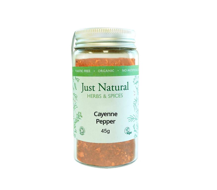 Just Natural Organic Cayenne Pepper - 45g Jar - Guardian Angel Naturals