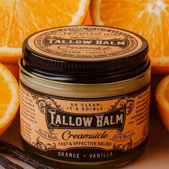 Organic Tallow Balm- Creamsicle - Vanilla & Orange Scent - Guardian Angel Naturals