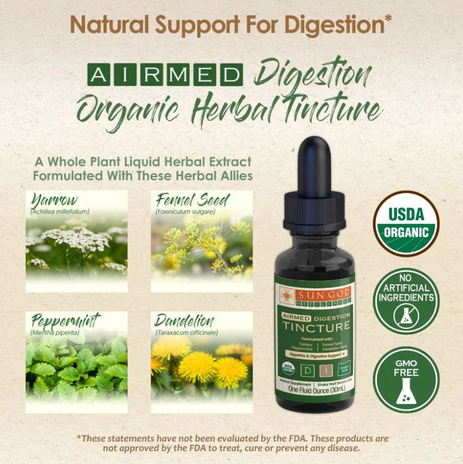 Organic Digestion Herbal Tincture - Support your Natural Digestive Efficiency - Guardian Angel Naturals