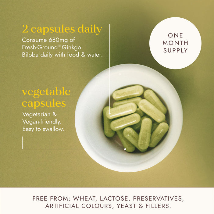 Fushi Organic Ginkgo Biloba - 60 Vegan Capsules - Guardian Angel Naturals