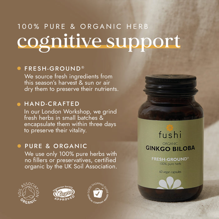 Fushi Organic Ginkgo Biloba - 60 Vegan Capsules - Guardian Angel Naturals