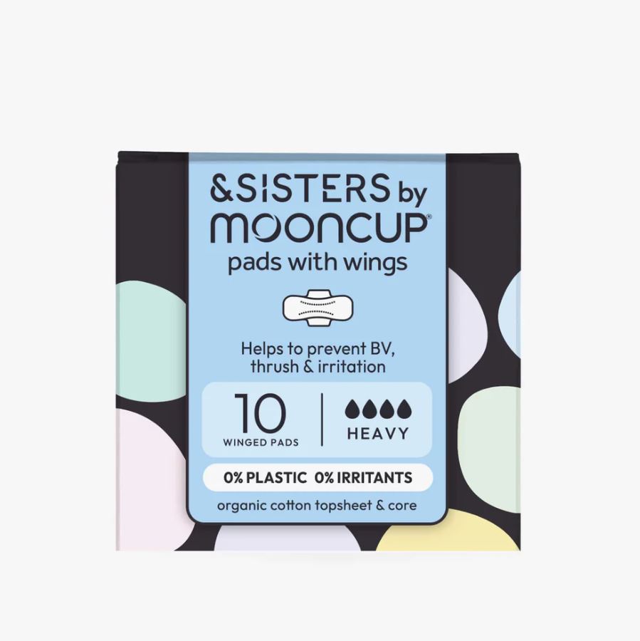 &SISTERS Organic Heavy Flow Cotton Pads With Wings - 10 Pack - Guardian Angel Naturals