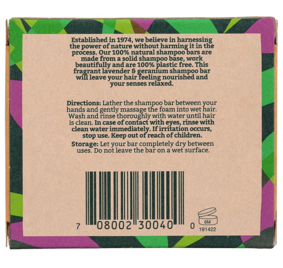 Faith in Nature - Lavender & Geranium Shampoo Bar - Guardian Angel Naturals