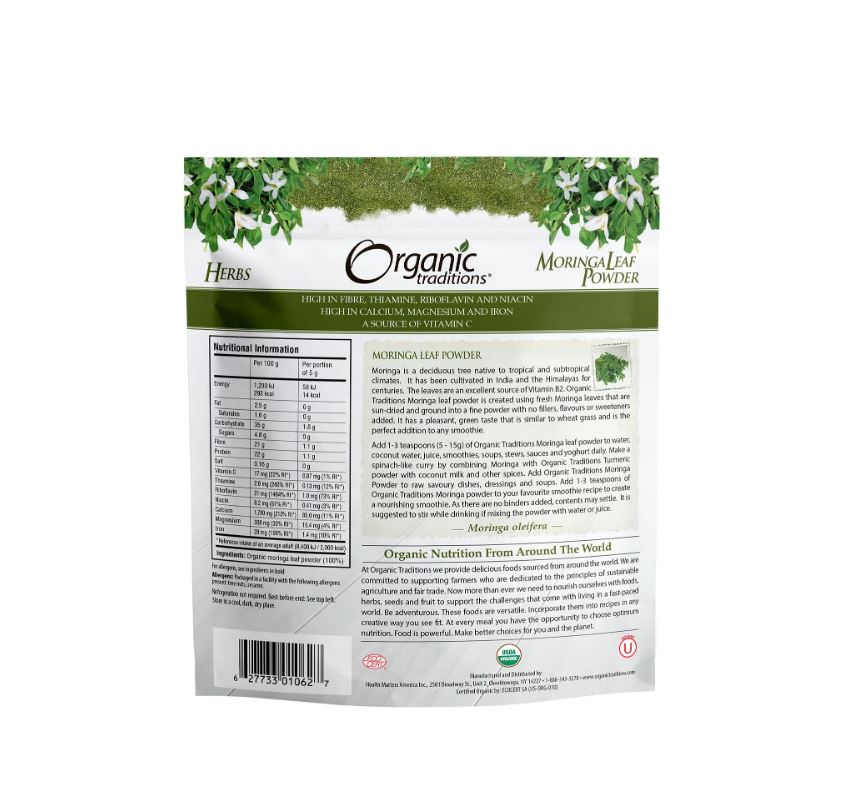 Organic Traditions Moringa Leaf Powder - 200g - Guardian Angel Naturals