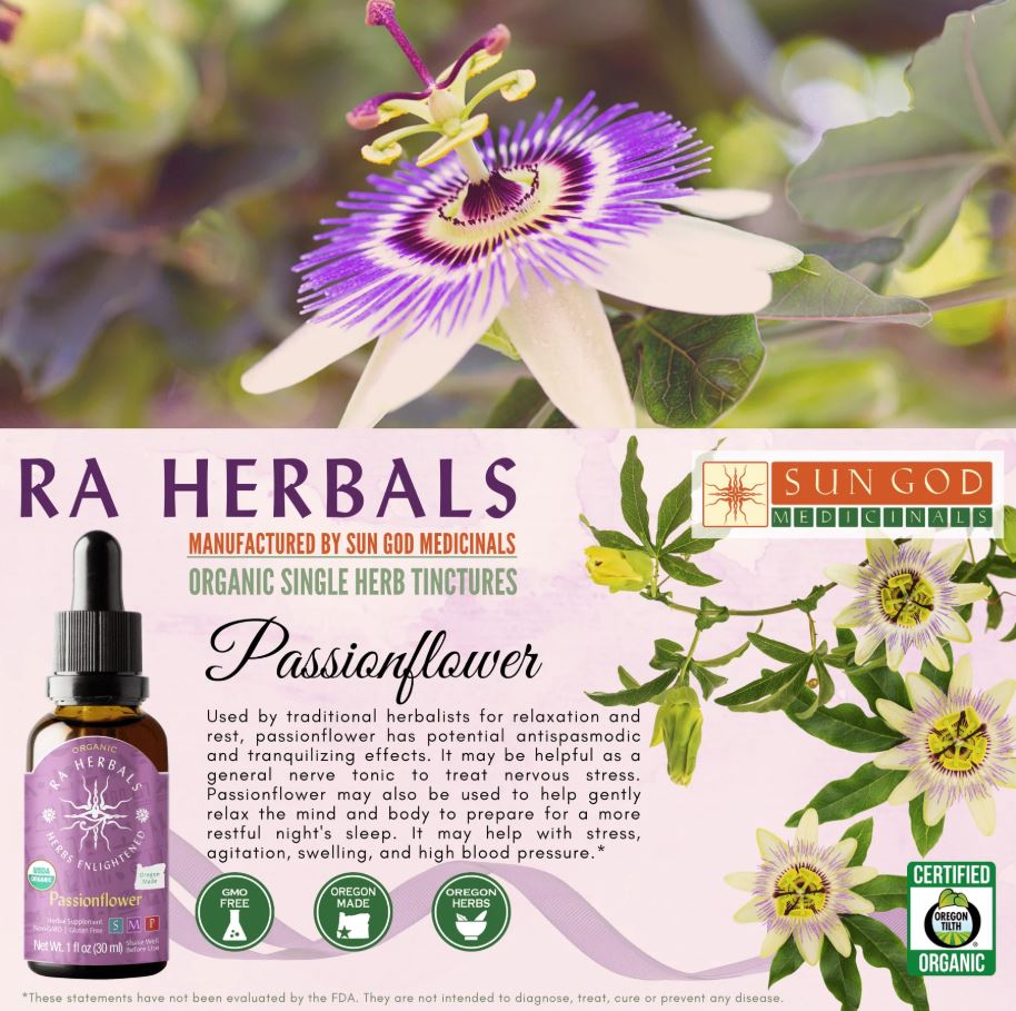 Organic Passionflower Tincture for Stress, Sleep, Anxiety and Relaxation - Guardian Angel Naturals