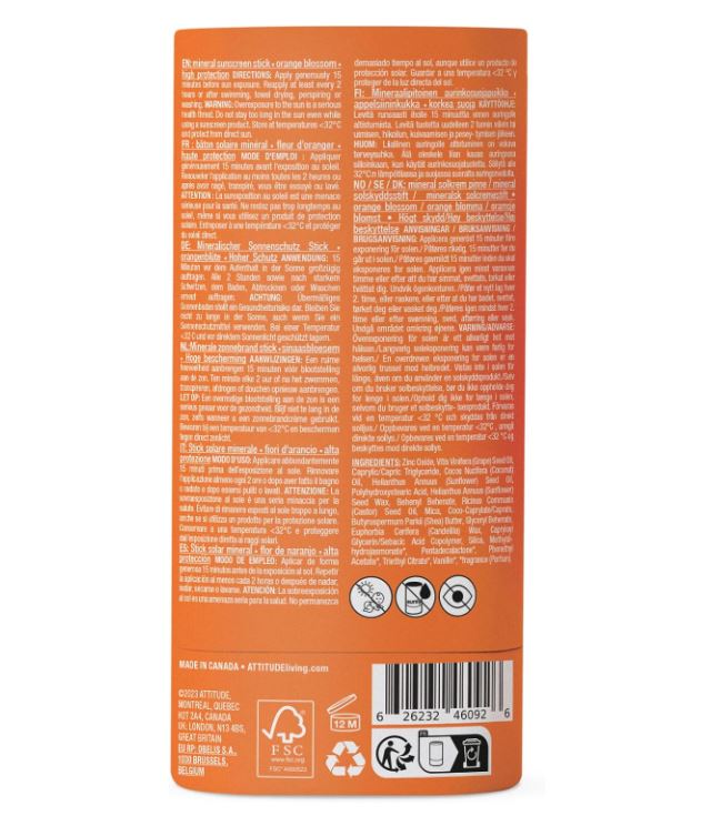 Sunly Natural Sunscreen Stick SPF30 - Orange Blossom - 60ml - Guardian Angel Naturals