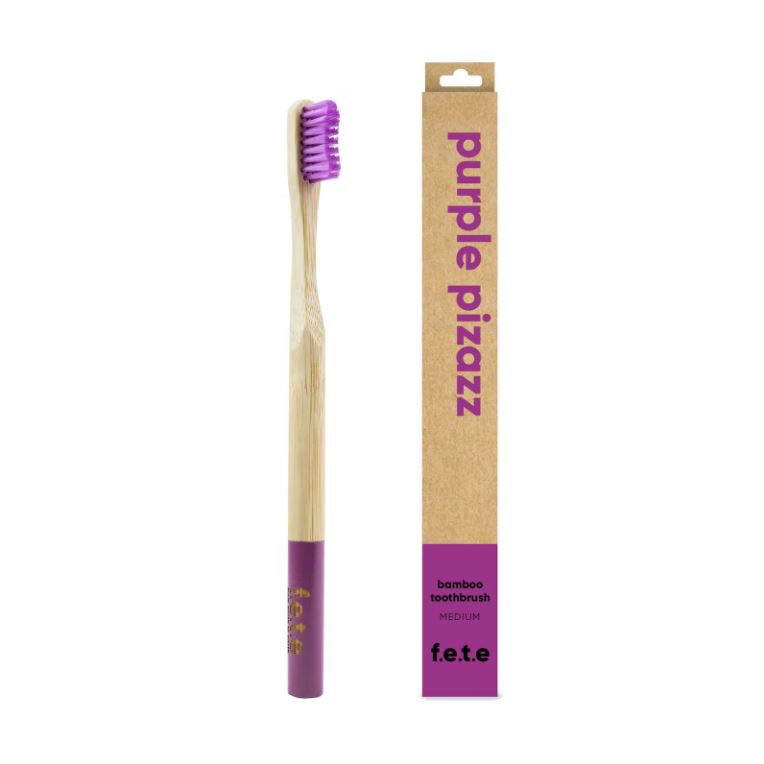 Purple Pizazz Adult's Medium Bamboo Toothbrush - f.e.t.e - Guardian Angel Naturals