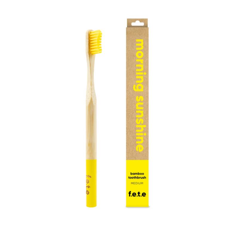 Morning Sunshine Adult's Medium Bamboo Toothbrush -  f.e.t.e - Guardian Angel Naturals