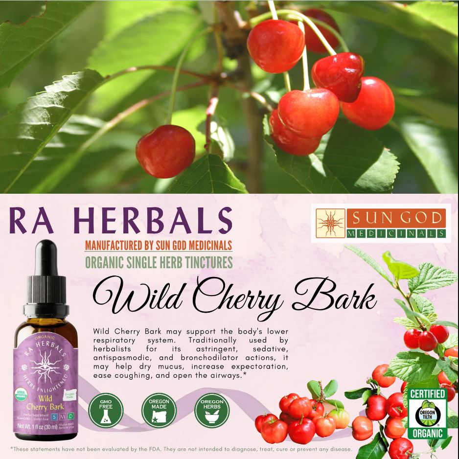 Organic Wild Cherry Bark Tincture - Coughs, Colds & Chest Infections - Guardian Angel Naturals