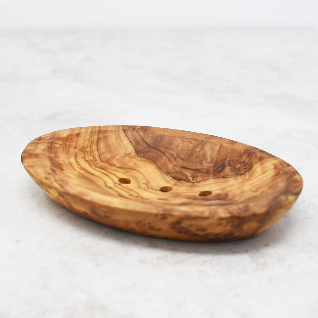 Small Oval Olive Wood Soap Dish - 12cm x 8cm x 3cm - Guardian Angel Naturals